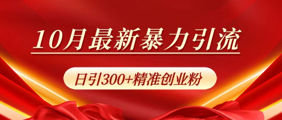 10月最新暴力引流，日引300+精准创业粉-自媒体副业资源网