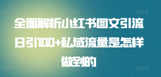 暴力引流 小红书图文引流日引100私域全面拆解【打粉人必看】-自媒体副业资源网