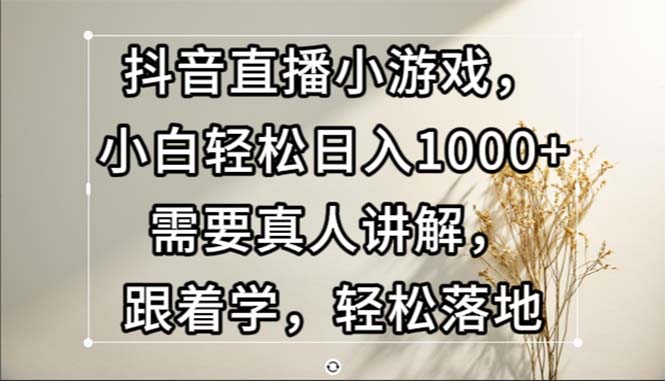 （13075期）抖音直播小游戏，小白轻松日入1000+需要真人讲解，跟着学，轻松落地-自媒体副业资源网