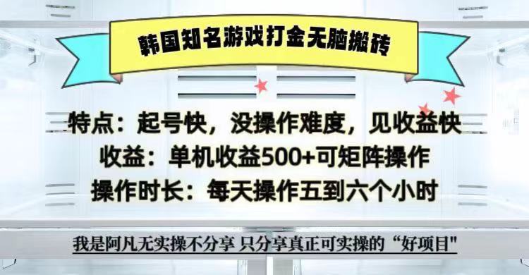 全网首发海外知名游戏打金无脑搬砖单机收益500+  即做！即赚！当天见收益！-自媒体副业资源网