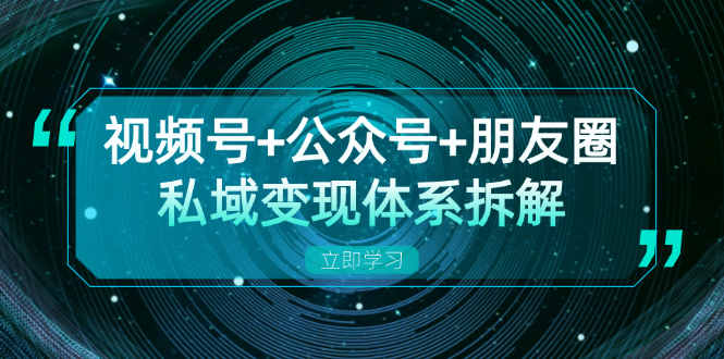 （13174期）视频号+公众号+朋友圈私域变现体系拆解，全体平台流量枯竭下的应对策略-自媒体副业资源网