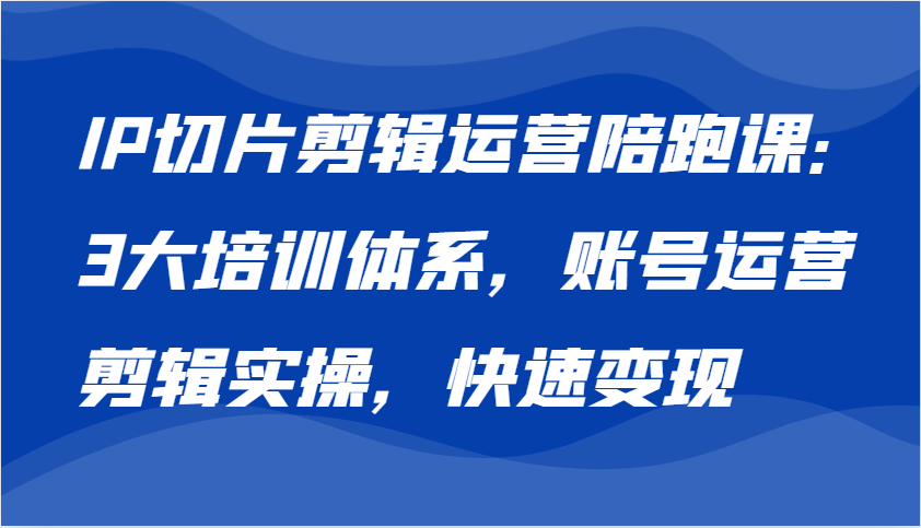 IP切片剪辑运营陪跑课，3大培训体系：账号运营 剪辑实操 快速变现-自媒体副业资源网