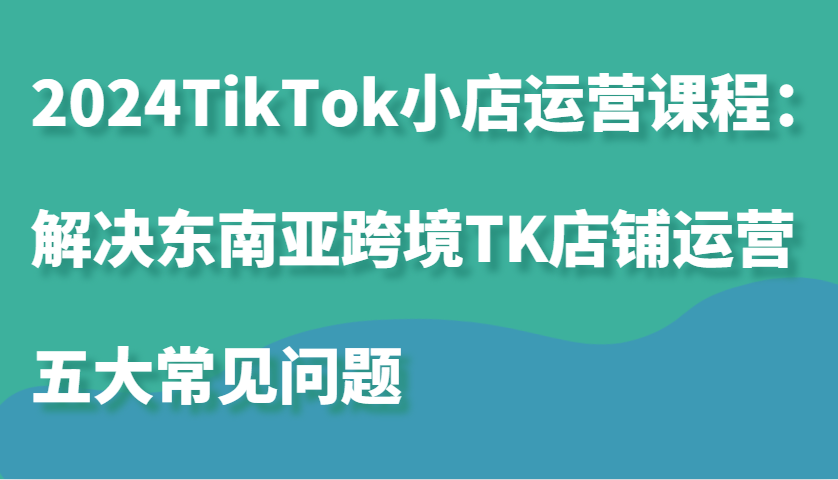 2024TikTok小店运营课程：解决东南亚跨境TK店铺运营五大常见问题-自媒体副业资源网