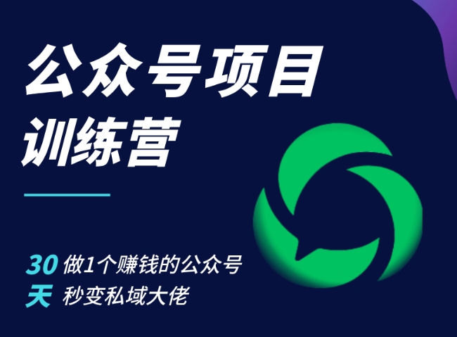 公众号项目训练营，30天做1个赚钱的公众号，秒变私域大佬-自媒体副业资源网