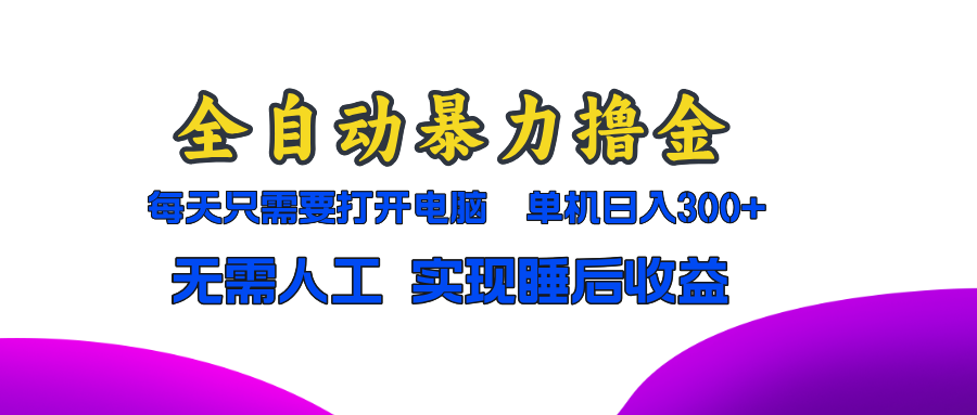 （13186期）全自动暴力撸金，只需要打开电脑，单机日入300+无需人工，实现睡后收益-自媒体副业资源网