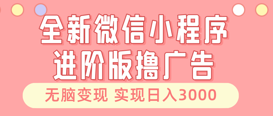 （13197期）全新微信小程序进阶版撸广告 无脑变现睡后也有收入 日入3000＋-自媒体副业资源网