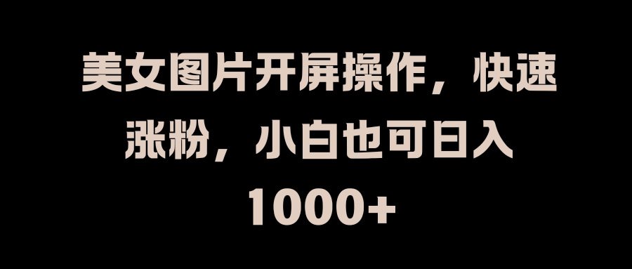 美女图片开屏操作，快速涨粉，小白也可日入1000+-自媒体副业资源网