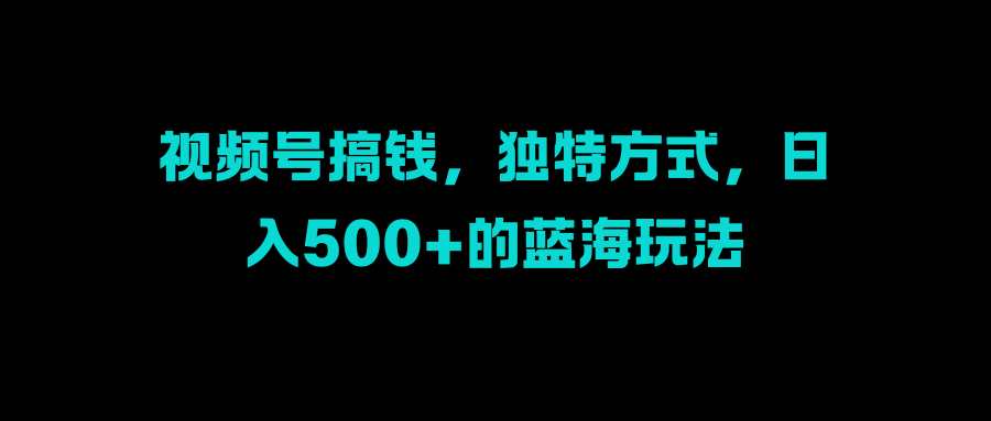 视频号搞钱，独特方式，日入500+的蓝海玩法-自媒体副业资源网