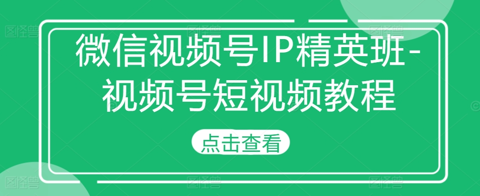 微信视频号IP精英班-视频号短视频教程-自媒体副业资源网