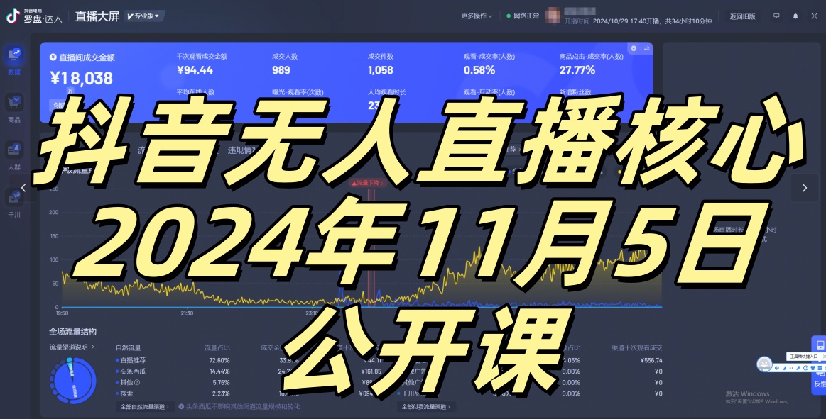 抖音无人直播核心公开课，咸鱼翻身小白可做带有睡后收入月入过万太简单-自媒体副业资源网