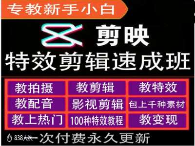 剪映特效教程和运营变现教程，特效剪辑速成班，专教新手小白-自媒体副业资源网