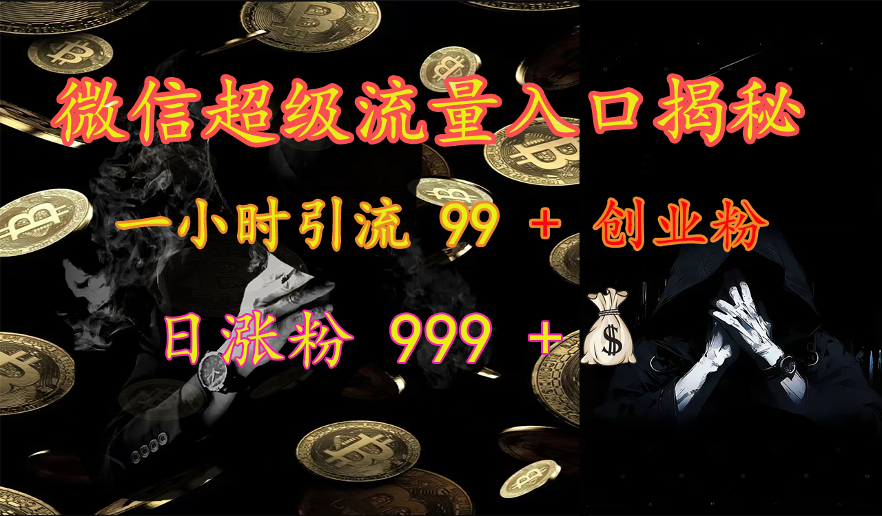 微信超级流量入口揭秘：一小时引流 99 + 创业粉，日涨粉 999 +【揭秘】-自媒体副业资源网