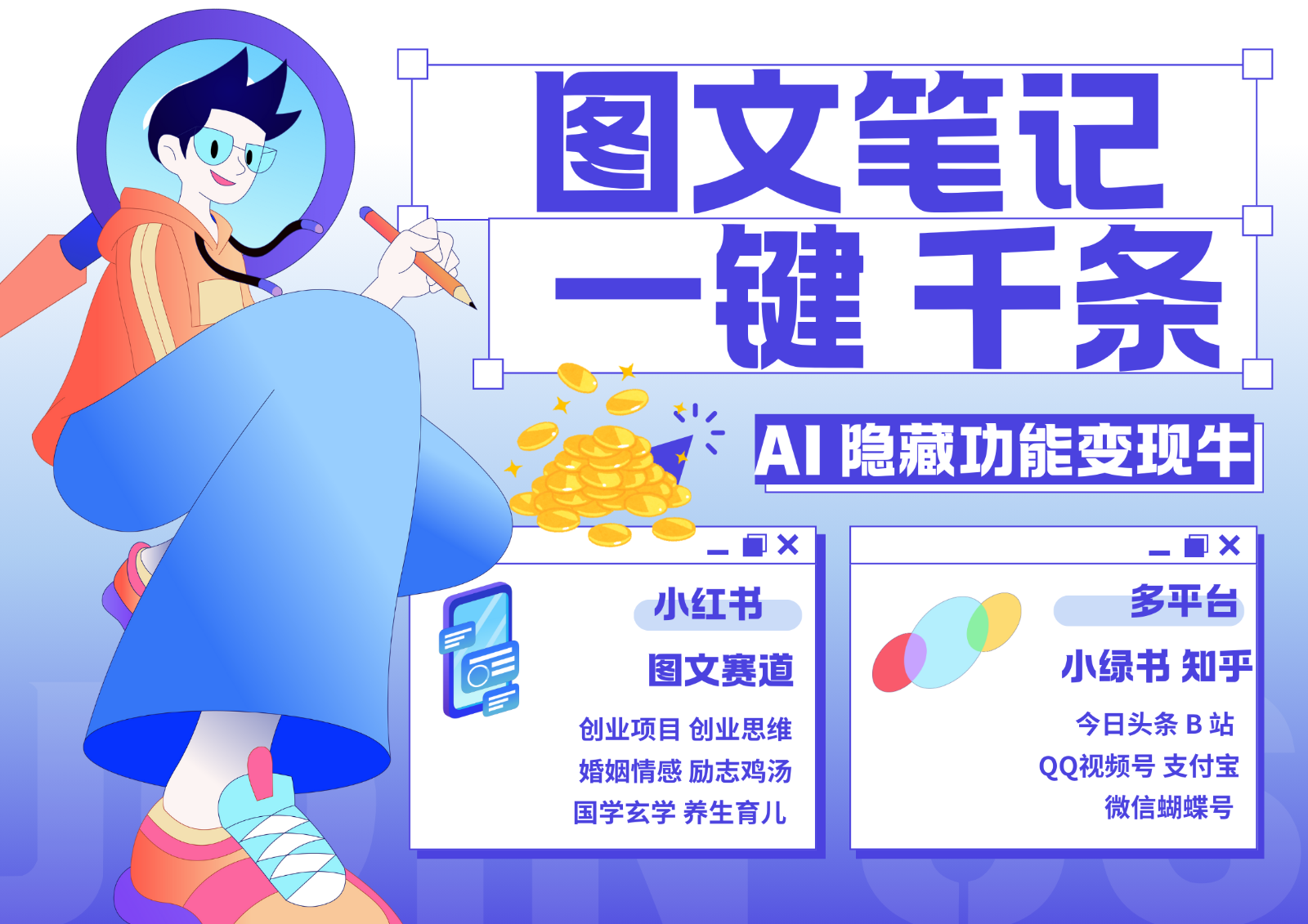 1键生成数千条图文 创业国学 秒生笔记 小红书小绿书图文 轻松引流 变现30000+-自媒体副业资源网